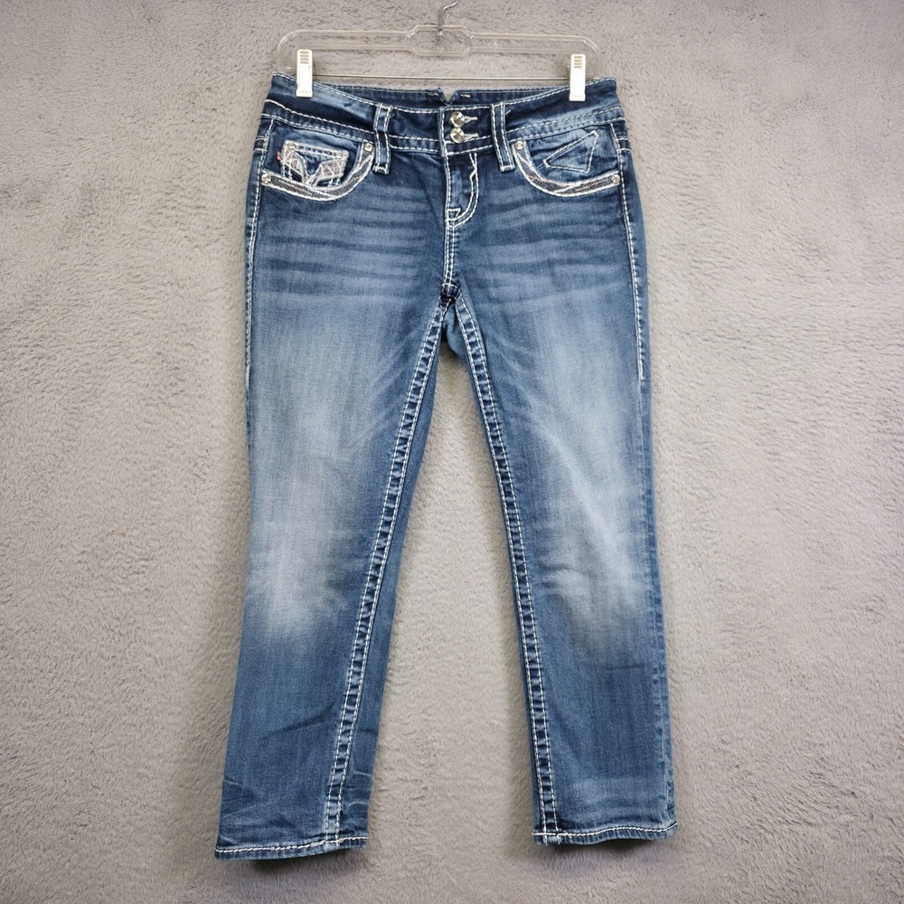 Vigoss Jeans Womens 4 The New York Capri Low‎ Rise Y2K Medium Wash Denim Stretch